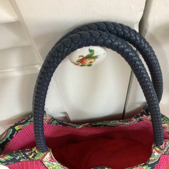 Vera Bradley Petal Paisley Woven Straw Bucket Tote Bag Beach Weekend - Picture 7 of 16